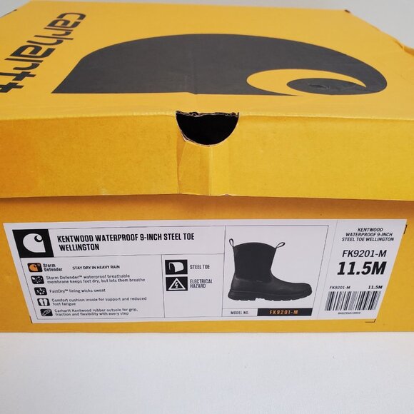 New Carhartt Kentwood 9” STEEL TOE WELLINGTON Mens Work Boot Size 11.5 FK9201-M - Picture 8 of 16